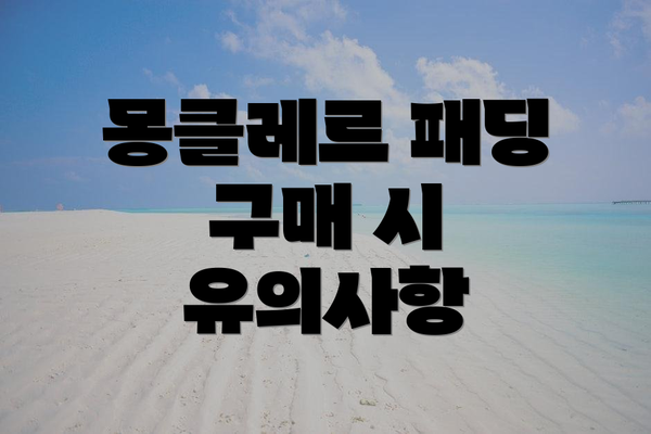 몽클레르 패딩 구매 시 유의사항