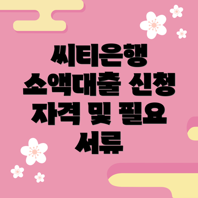 씨티은행 소액대출 신청 자격 및 필요 서류