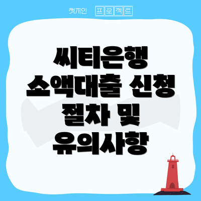 씨티은행 소액대출 신청 절차 및 유의사항
