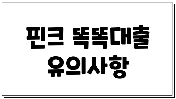 핀크 똑똑대출 유의사항