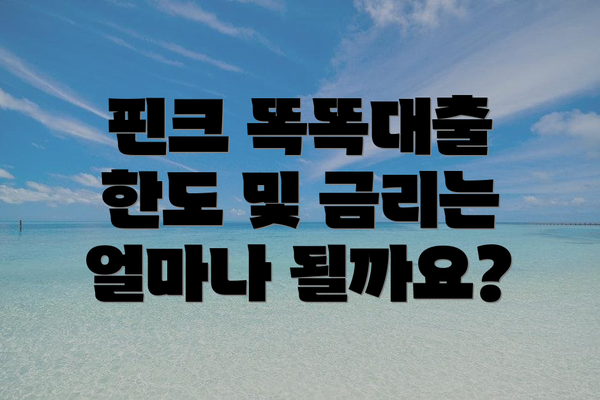 핀크 똑똑대출 한도 및 금리는 얼마나 될까요?