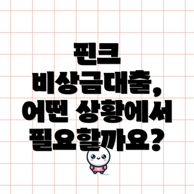 핀크 비상금대출, 어떤 상황에서 필요할까요?