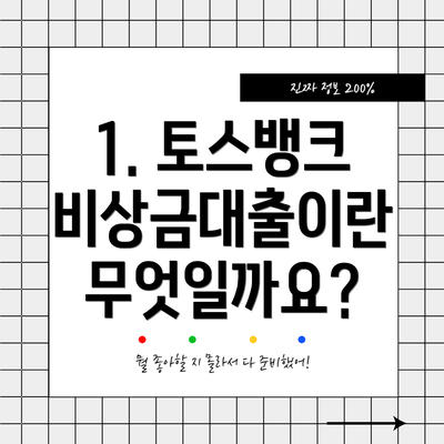 1. 토스뱅크 비상금대출이란 무엇일까요?