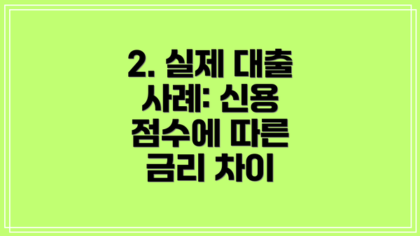 2. 실제 대출 사례: 신용 점수에 따른 금리 차이