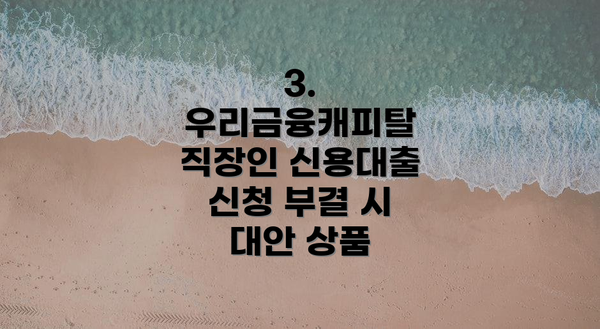 3. 우리금융캐피탈 직장인 신용대출 신청 부결 시 대안 상품