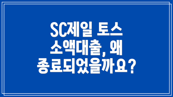 SC제일 토스 소액대출, 왜 종료되었을까요?