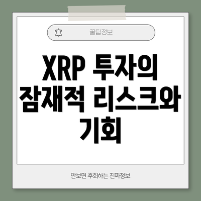 XRP 투자의 잠재적 리스크와 기회