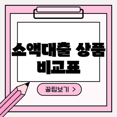 소액대출 상품 비교표