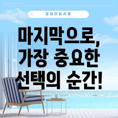 마지막으로, 가장 중요한 선택의 순간!