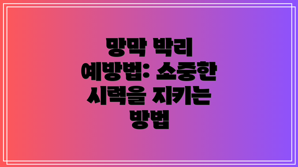 망막 박리 예방법: 소중한 시력을 지키는 방법