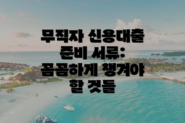 무직자 신용대출 준비 서류: 꼼꼼하게 챙겨야 할 것들