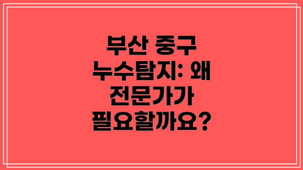부산 중구 누수탐지: 왜 전문가가 필요할까요?