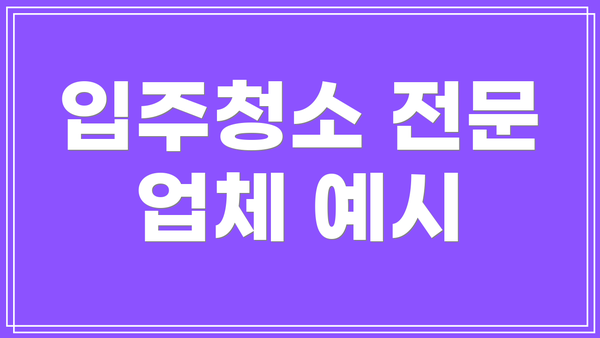입주청소 전문 업체 예시