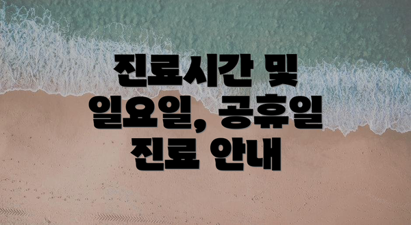 진료시간 및 일요일, 공휴일 진료 안내