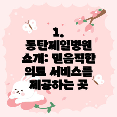 1. 동탄제일병원 소개: 믿음직한 의료 서비스를 제공하는 곳