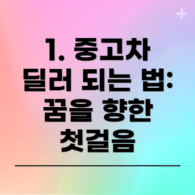 1. 중고차 딜러 되는 법:  꿈을 향한 첫걸음