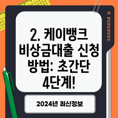 2. 케이뱅크 비상금대출 신청 방법: 초간단 4단계!