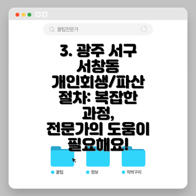 3. 광주 서구 서창동 개인회생/파산 절차: 복잡한 과정,  전문가의 도움이 필요해요!