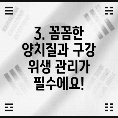 3. 꼼꼼한 양치질과 구강 위생 관리가 필수에요!