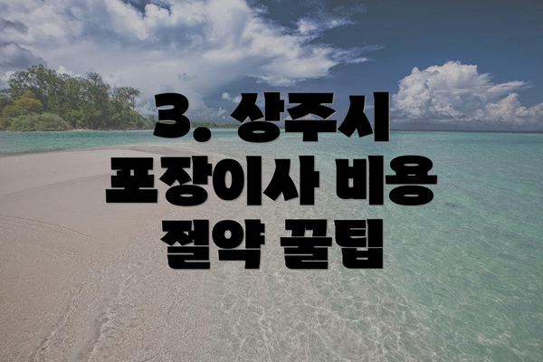 3. 상주시 포장이사 비용 절약 꿀팁