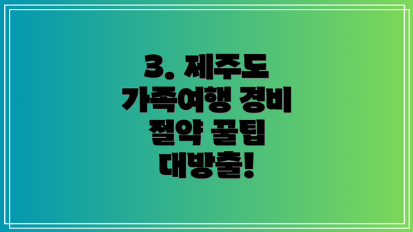 3. 제주도 가족여행 경비 절약 꿀팁 대방출!