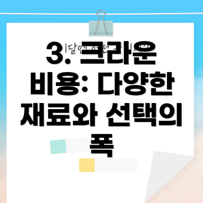 3. 크라운 비용: 다양한 재료와 선택의 폭