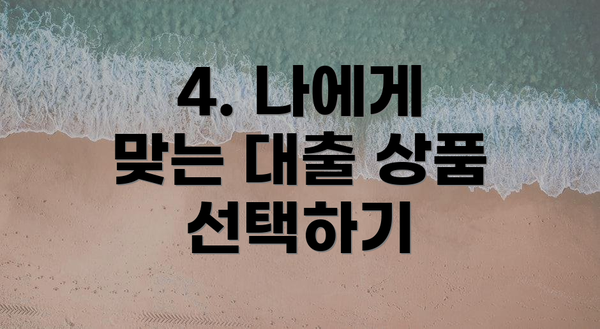 4. 나에게 맞는 대출 상품 선택하기