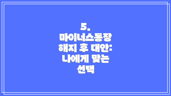 5. 마이너스통장 해지 후 대안: 나에게 맞는 선택