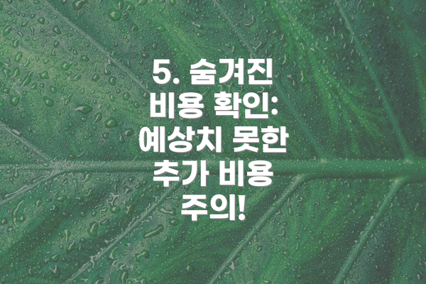 5. 숨겨진 비용 확인: 예상치 못한 추가 비용 주의!