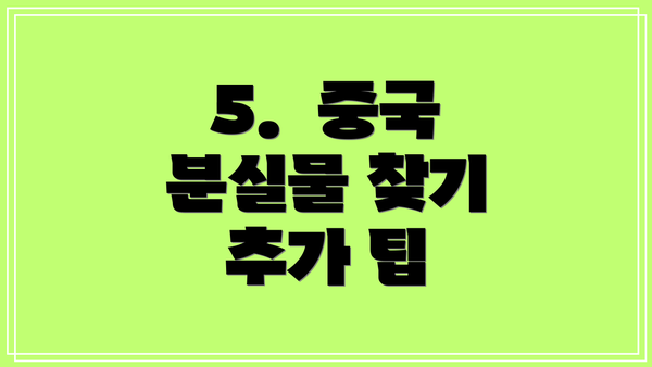 5.  중국 분실물 찾기 추가 팁