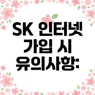 SK 인터넷 가입 시 유의사항: