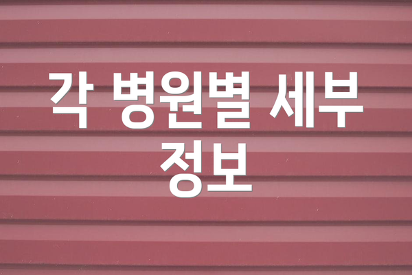 각 병원별 세부 정보