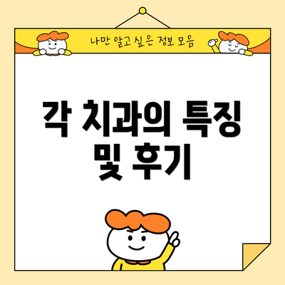 각 치과의 특징 및 후기