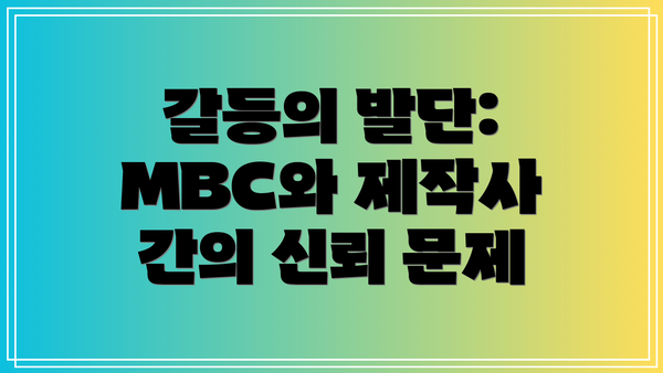 갈등의 발단: MBC와 제작사 간의 신뢰 문제