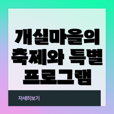 개실마을의 축제와 특별 프로그램