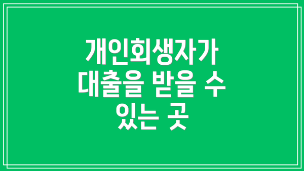 개인회생자가 대출을 받을 수 있는 곳
