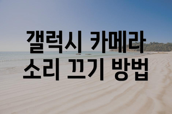 갤럭시 카메라 소리 끄기 방법