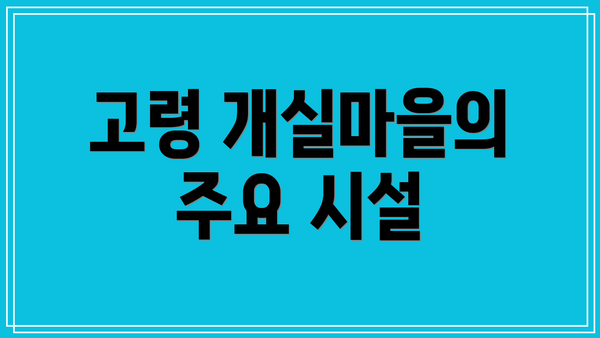 고령 개실마을의 주요 시설