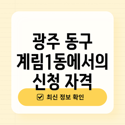 광주 동구 계림1동에서의 신청 자격