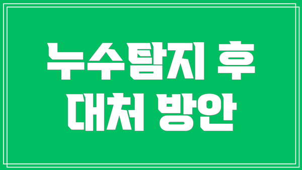 누수탐지 후 대처 방안