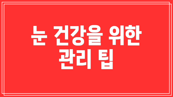 눈 건강을 위한 관리 팁