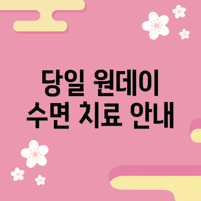 당일 원데이 수면 치료 안내