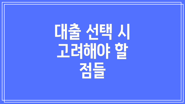 대출 선택 시 고려해야 할 점들