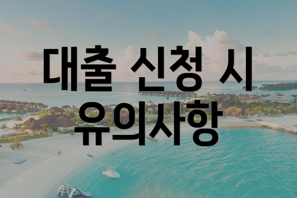 대출 신청 시 유의사항