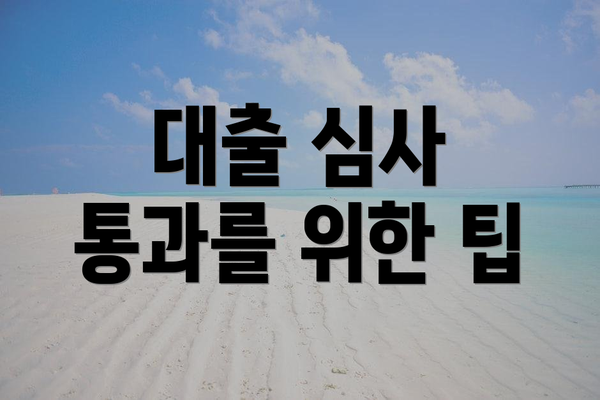 대출 심사 통과를 위한 팁