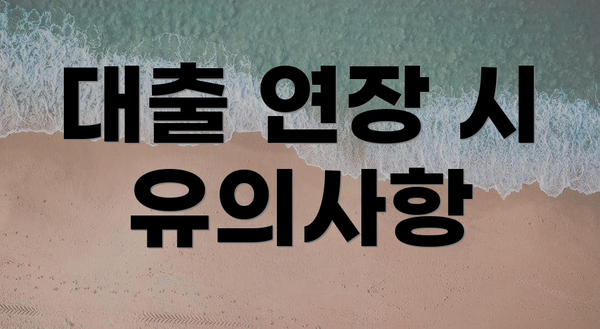 대출 연장 시 유의사항