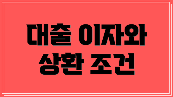 대출 이자와 상환 조건