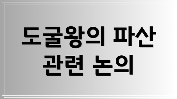 도굴왕의 파산 관련 논의