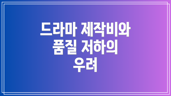 드라마 제작비와 품질 저하의 우려
