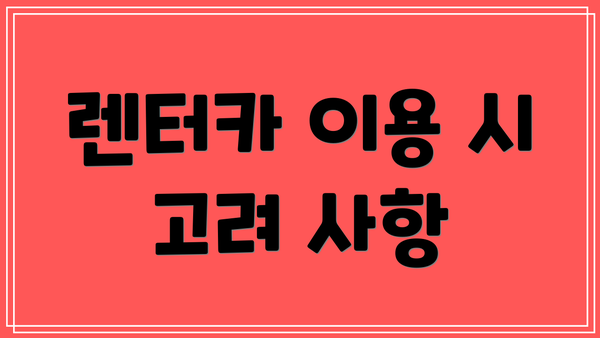 렌터카 이용 시 고려 사항